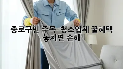 종로구민 주목! ✨ 청소업체 꿀혜택 놓치면 손해! 🧹